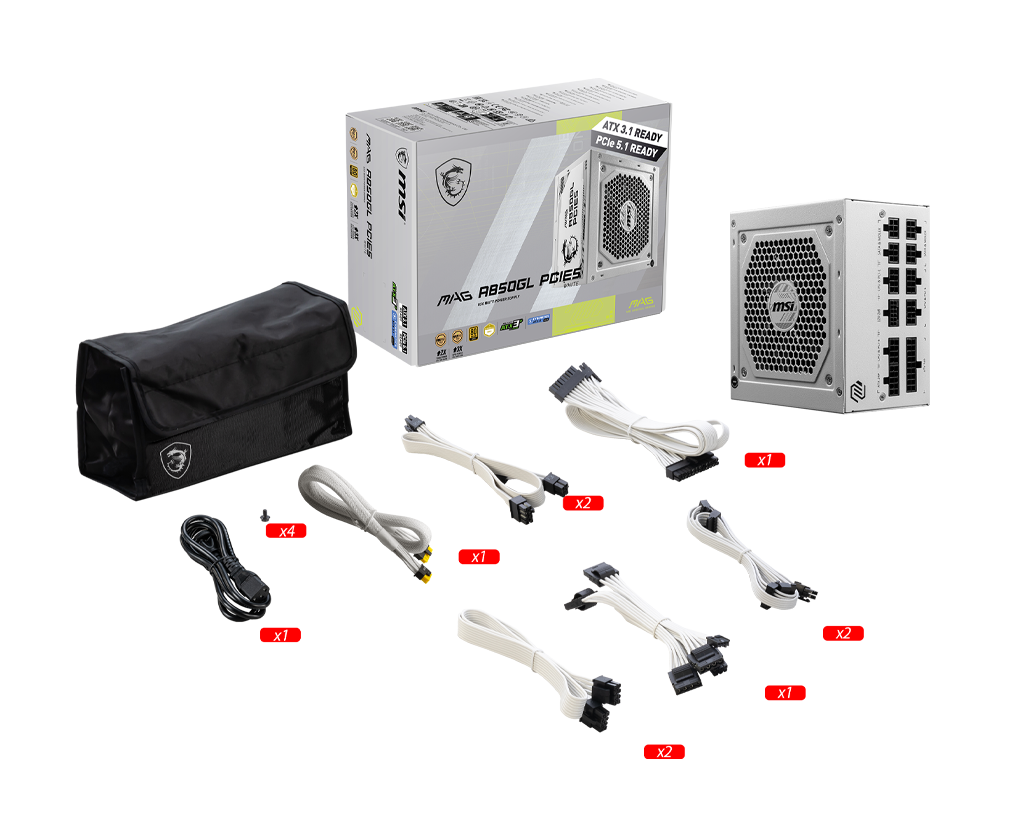 MSI MAG A850GL PCIe5 850W 80 Plus Gold Power Supply *3 Year Warranty